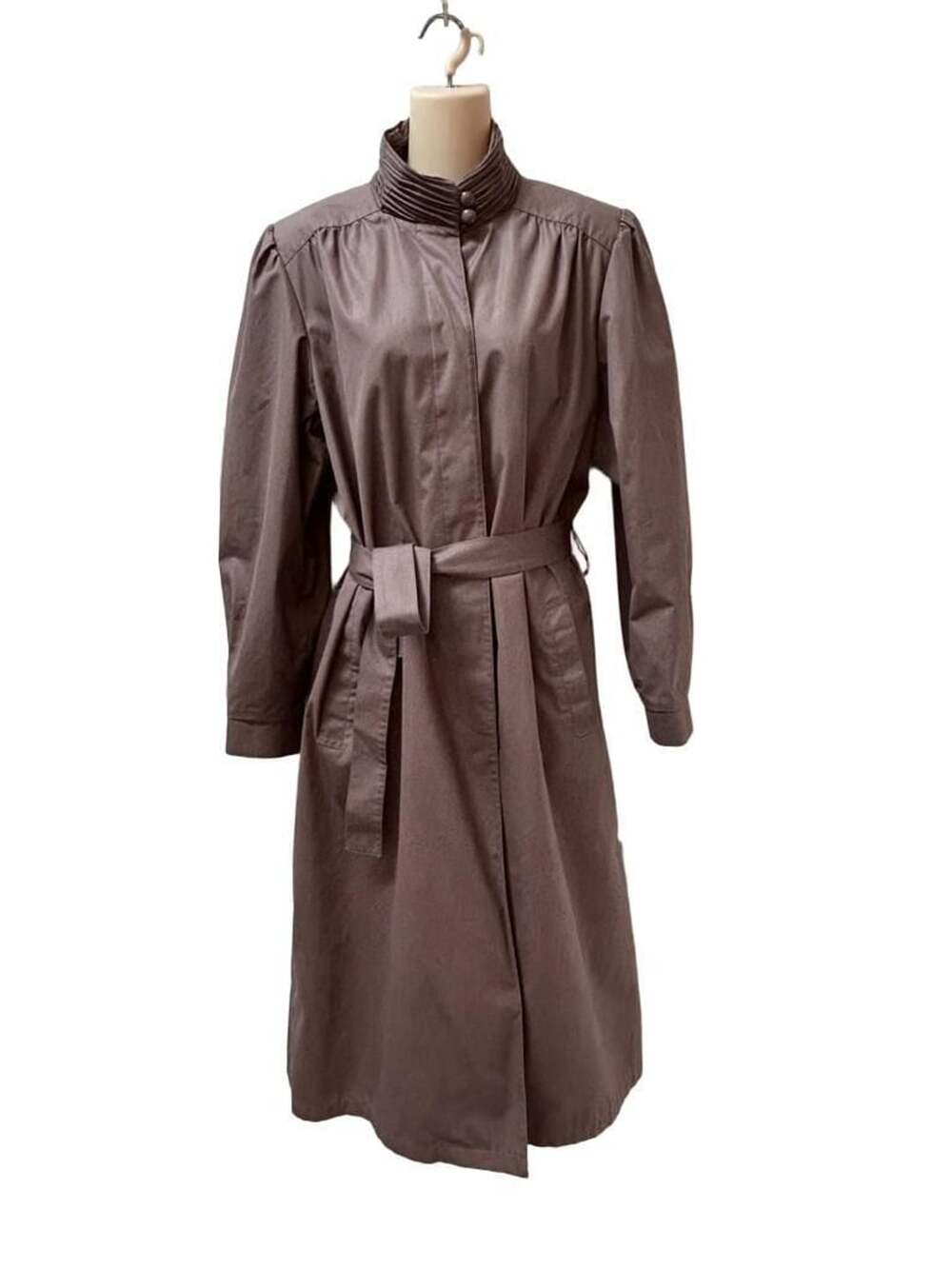 Quiet Luxury Vintage London Fog Trench Coat Sz 14 Reg Mauve Ruched Collar Belted
